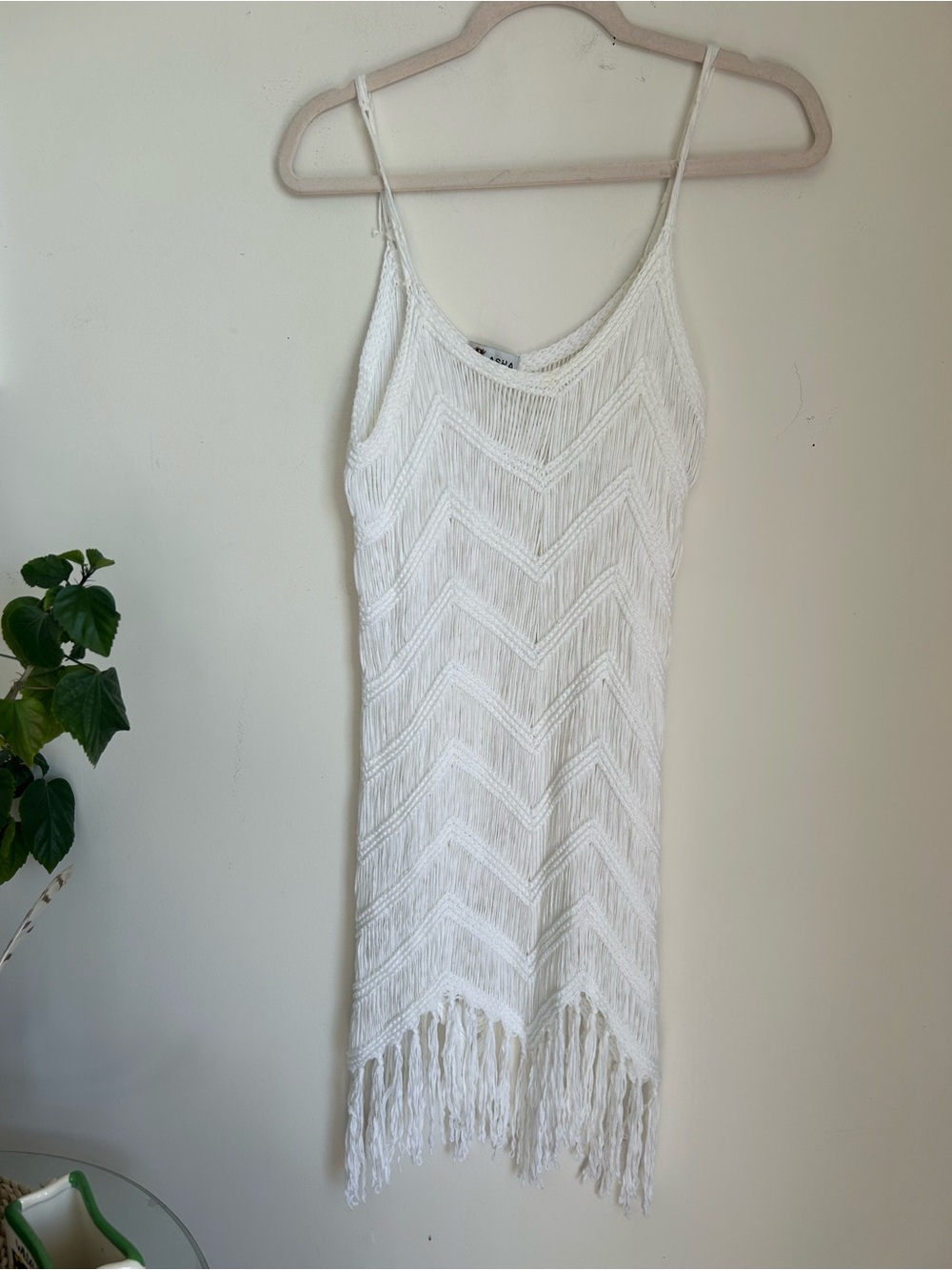 White Crochet Fringe Slip Dress